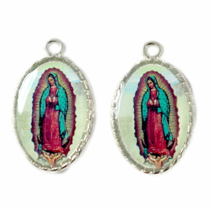 dije de metal figura medalla ovalada de la virgen de Guadalupe